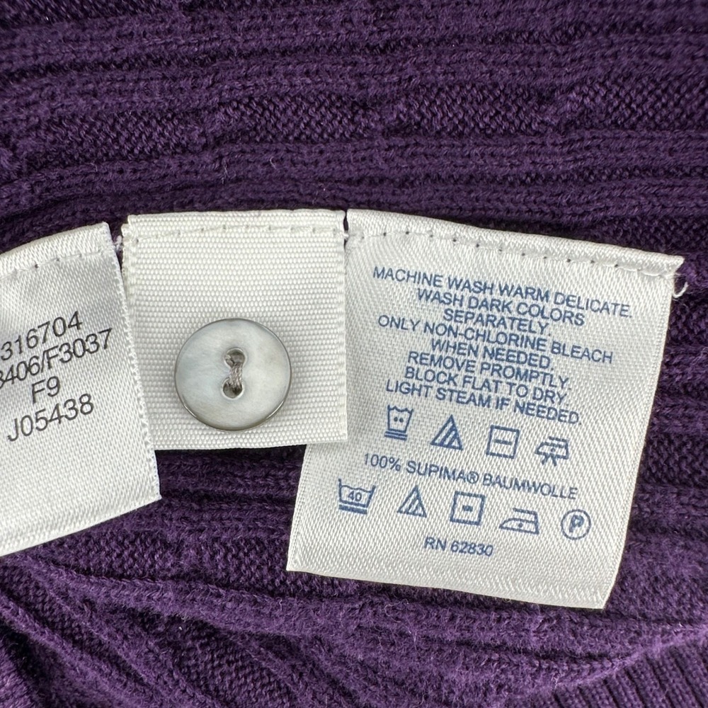 Lands End Cardigan Sweater Cable Knit Preppy Supima Cotton Womens S 6-8 Purple - Picture 4 of 7